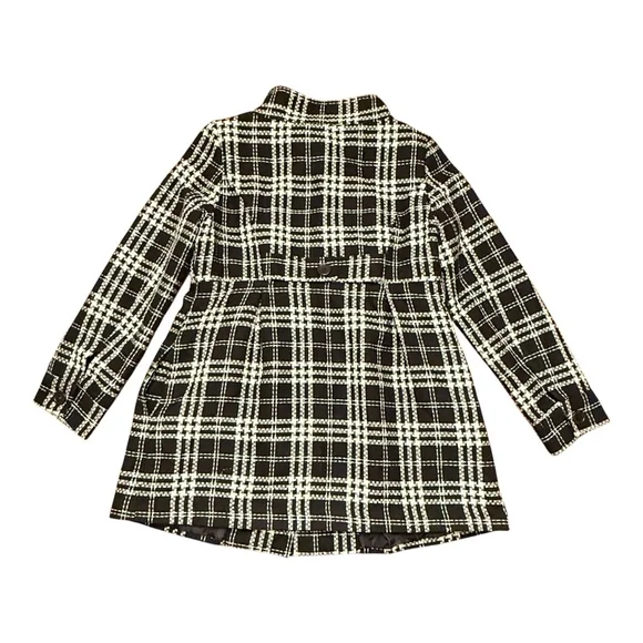 Women's AB Studio Black White Double Breasted Plaid Pea Coat Size 12 - Picture 7 of 14